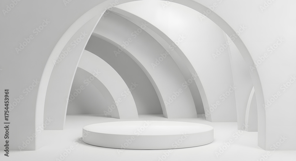 Obraz premium Abstract minimal scene with geometrical forms cylinder podium in white color