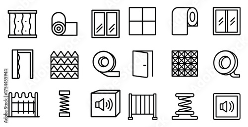 Building and construction outline icons set – line, linear, architecture and design symbols