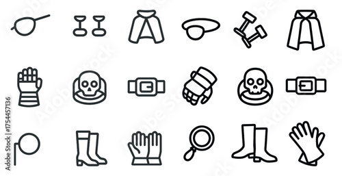 Camping and hiking icons set – silhouette, outline, outdoor and adventure symbols