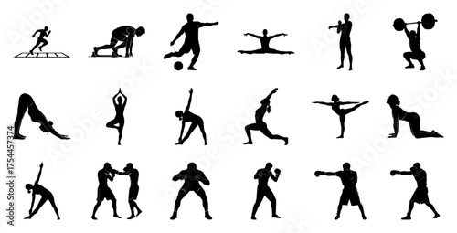 Athletic Poses Silhouette Collection fitness sports