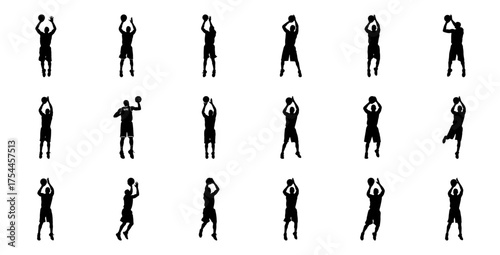 Basketball player shooting silhouette action