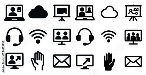 Video conference 3d icons set – communication, virtual meeting, online tools