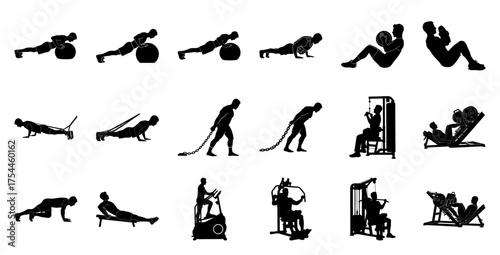 Fitness exercise silhouettes workout