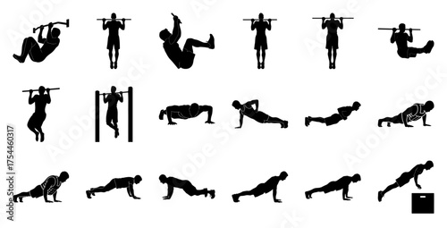 Fitness exercise silhouettes workout