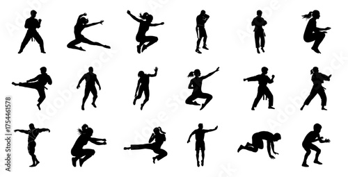 Martial arts and athletic poses karate boxing