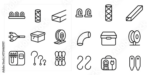 Storage and organization line icons set – outline, minimal, tidy and organized symbols