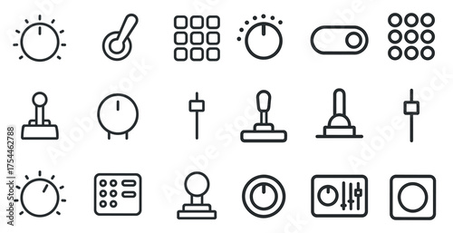 Music and audio controls line icons set – outline, linear, sound and volume symbols
