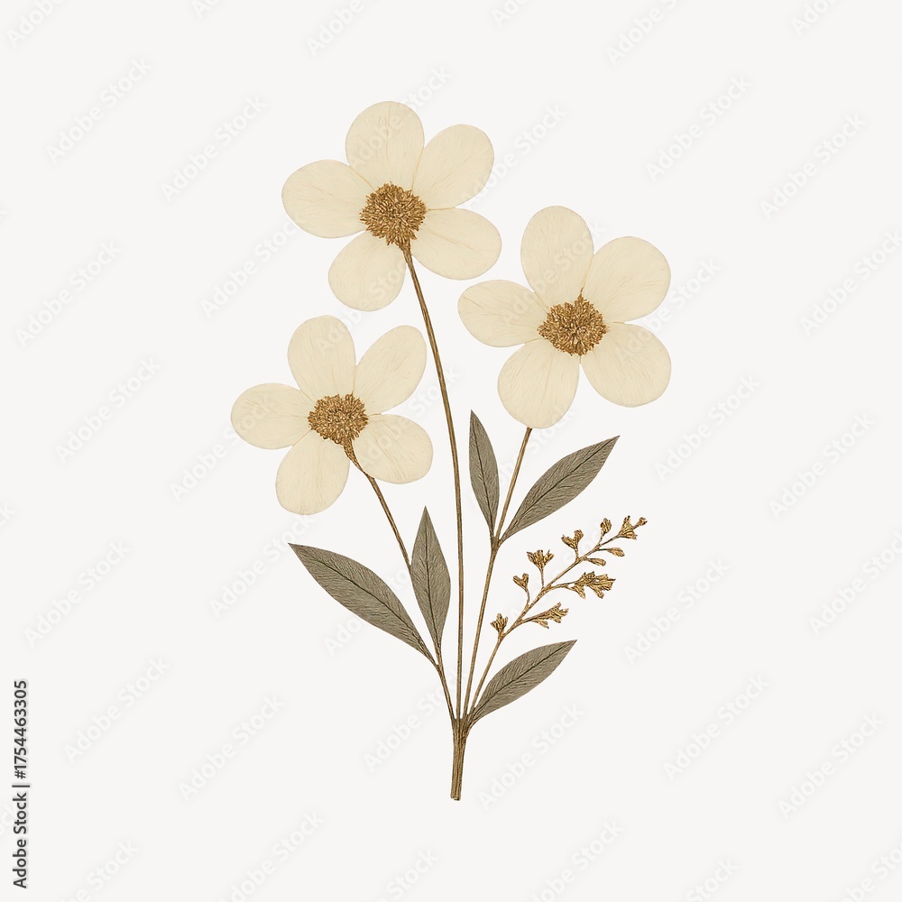 Naklejka premium Delicate pressed flowers art
