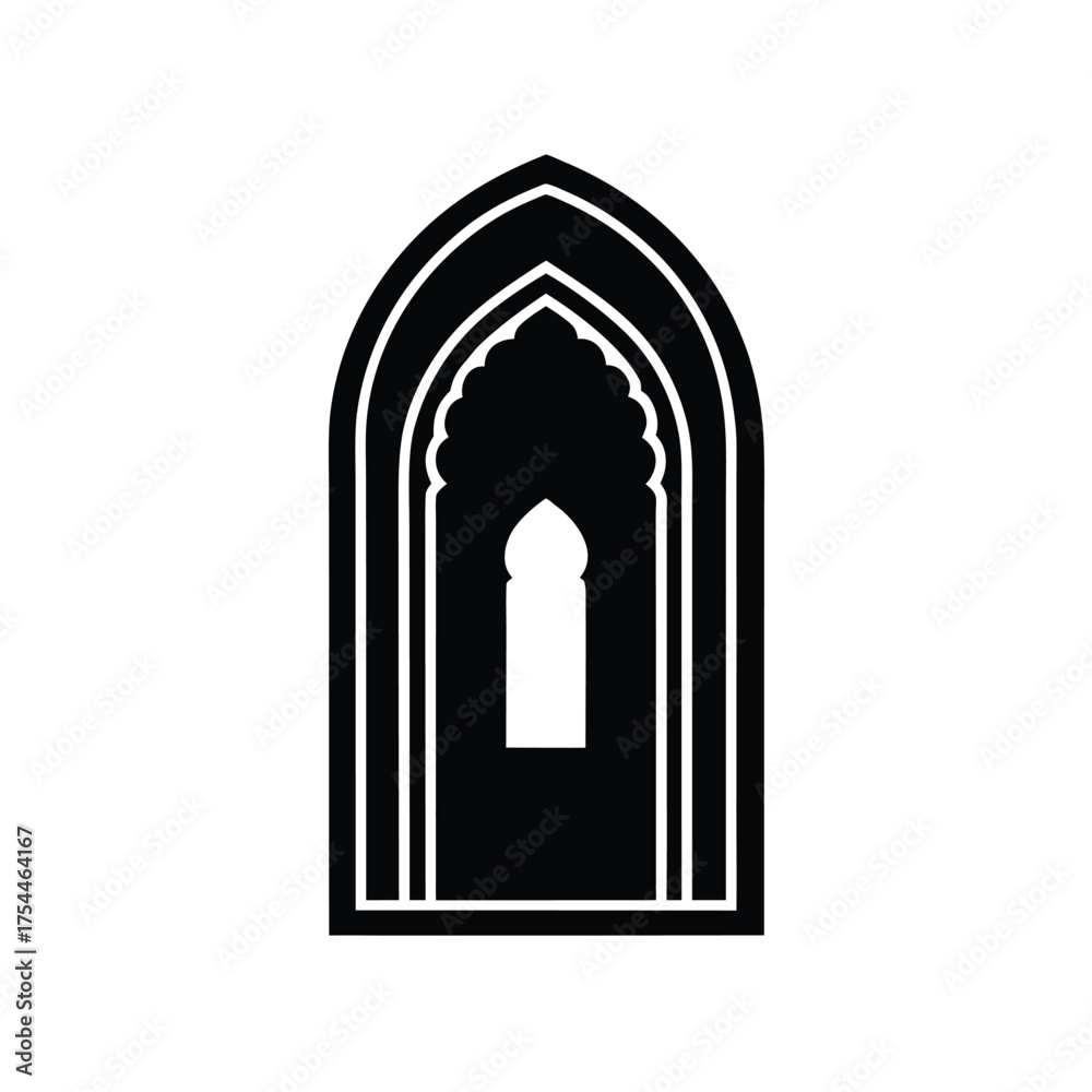 Fototapeta premium Arabic Arched Door Icon Illustration