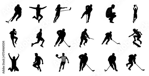 Sports silhouettes on white backgrounds athletes hockey