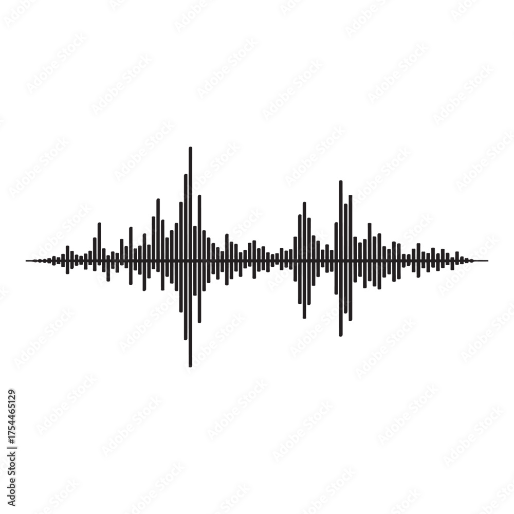 Naklejka premium Sound waveform isolated on white background audio equalizer technology, pulse musical stereo signal frequency, electronic radio signal waveform