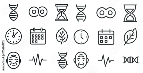 Genetics and biology line icons set – dna, science, medical symbols