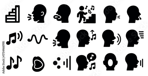 Communication silhouette icons set – solid, filled, conversation and interaction symbols