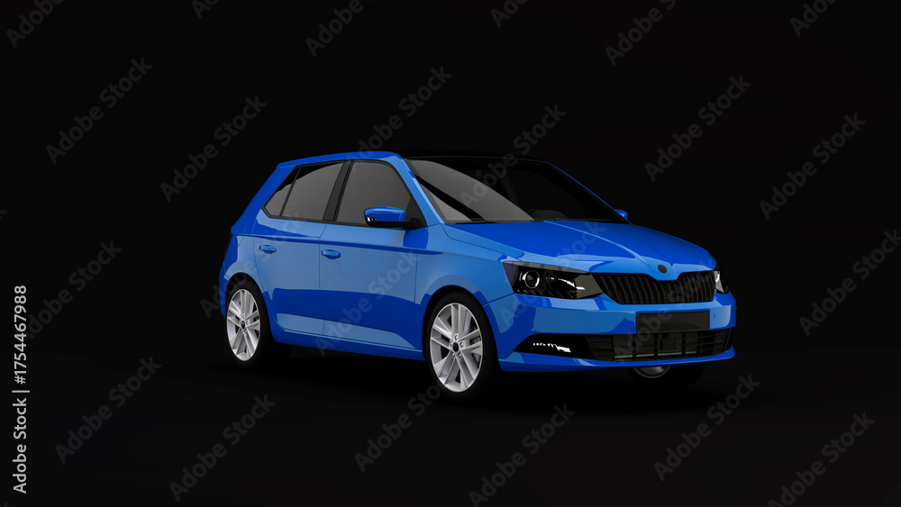 Fototapeta premium Blue City Car on black background