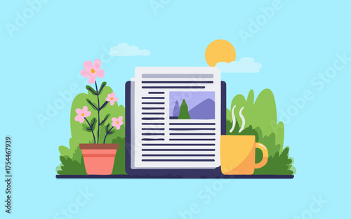 Newspaper flat illustration