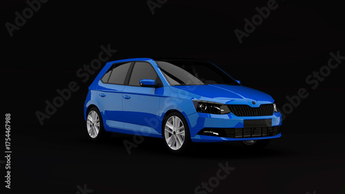 Blue City Car on black background