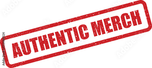 Distressed red stamp with authentic merch wording, ideal for branding official merchandise and licensed fan products