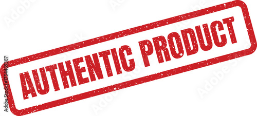 Distressed texture rubber stamp impression featuring the words Authentic Product for quality assurance signage