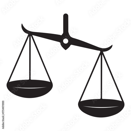 An illustration of an unbalanced scale, symbolizing inequality, injustice, or bias, isolated on white background perfect for legal or social commentary