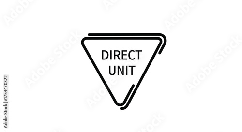 Warning sign with "DIRECT UNIT" text inside a triangle on white background
