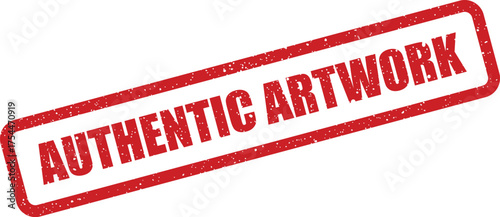 Grunge rubber stamp mark displaying AUTHENTIC ARTWORK letters, guaranteeing genuine creative pieces and value
