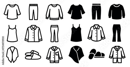 Fashion and apparel line icons set – clothes, outline, garments and wardrobe symbols