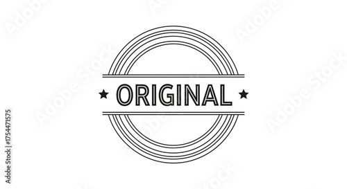 Circular stamp with the word ORIGINAL in the center, symbolizing authenticity and uniqueness.