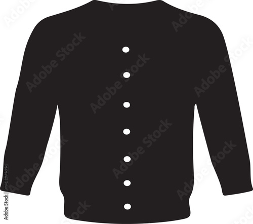 Simple black cardigan sweater with white buttons classic button-up knit outerwear for women