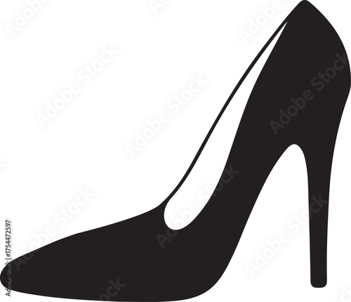 Elegant black high heel shoe silhouette a symbol of fashion style and sophistication
