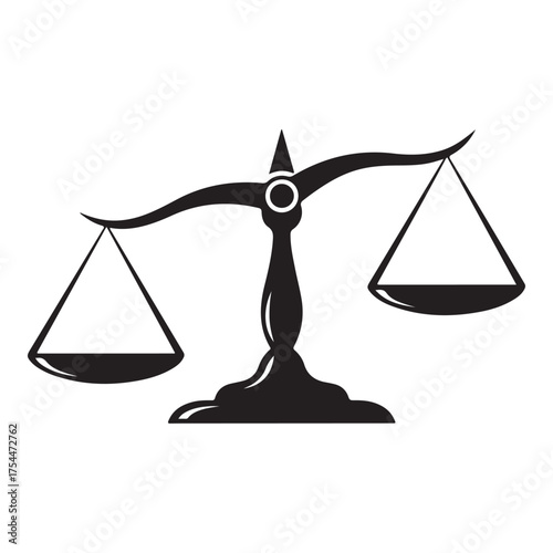 A balance scale is shown, isolated on white background it is a symbol of justice, fairness, equality, and the importance of weighing evidence