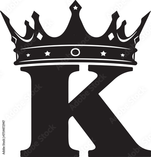 Majestic letter k crown symbol symbolizing royalty power authority leadership success and kingship emblem