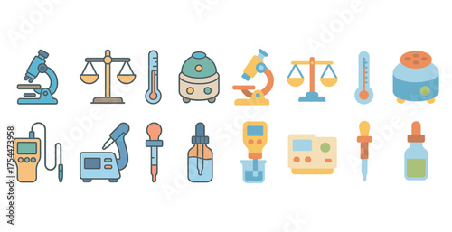 Science and laboratory outline icons set – linear, experimental, research symbols