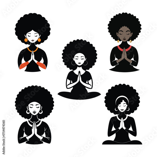 Afro Black Woman Praying SVG