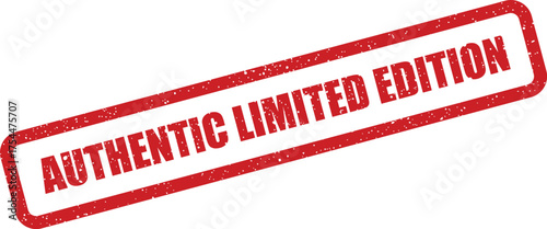Red textured stamp displaying authentic limited edition message, ideal for branding collectible goods or unique releases