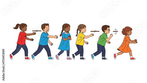 Children's play with direction: A playful children engage in a game with directional cues, their joyful interactions highlighting the simple pleasures of play and learning.