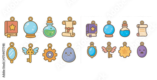 Magic and mystery icons set – flat, filled, fantasy and enchanted symbols