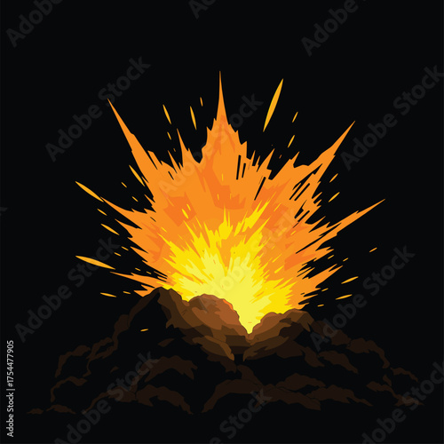 blazing light flame fire explosion vector, fire explosion anime effect	
