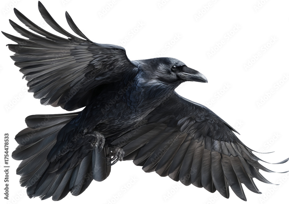 Fototapeta premium Raven's Flight: Majestic Bird Soaring in the Night Sky