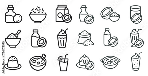 Cooking and baking outline icons set – flat, culinary, kitchen essentials symbols
