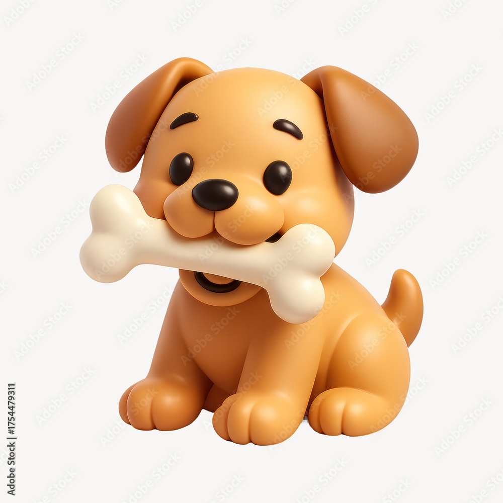 Obraz premium Cute cartoon puppy with bone.