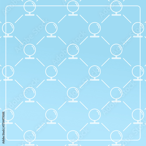 Seamless pattern on a blue background with glass icons. Line design for posters, social media, and banner templates.