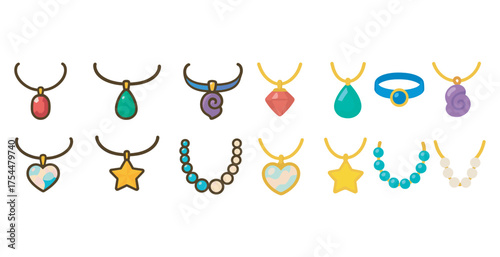 Jewelry and accessories icons set – flat, filled, fashion and adornment symbols
