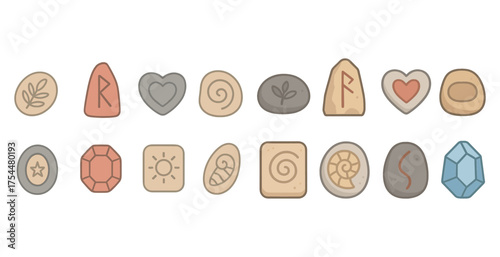 Ancient runes silhouette icons set – mystical symbols, esoteric, flat styles