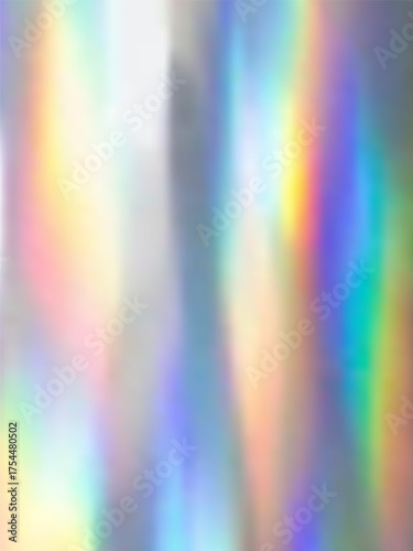 Realistic holographic background with foil metallic effect. Trendy vintage retro sticker y2k for flyer, cover, brochure, presentation, wallpaper, banner. Rainbow vector illustration EPS10