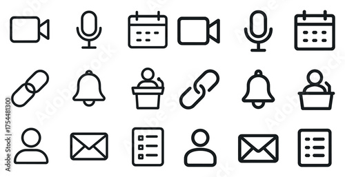 Communication line icons set – outline, linear, messages and interaction symbols