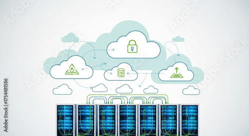 Cloud computing technology concept cloud storage, data center, server room digital technology, information technology, network