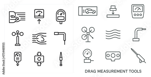 Measurement tools outline icons set – linear, line, scientific and instrument symbols
