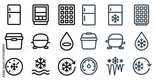 Kitchen appliances line icons set – slick, linear, household symbols collection