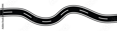 Wavy winding curves roads and horizontal path. Horizontal asphalt road template.Flat vector illustration isolated on white transparent background.Traffic curved highway.	