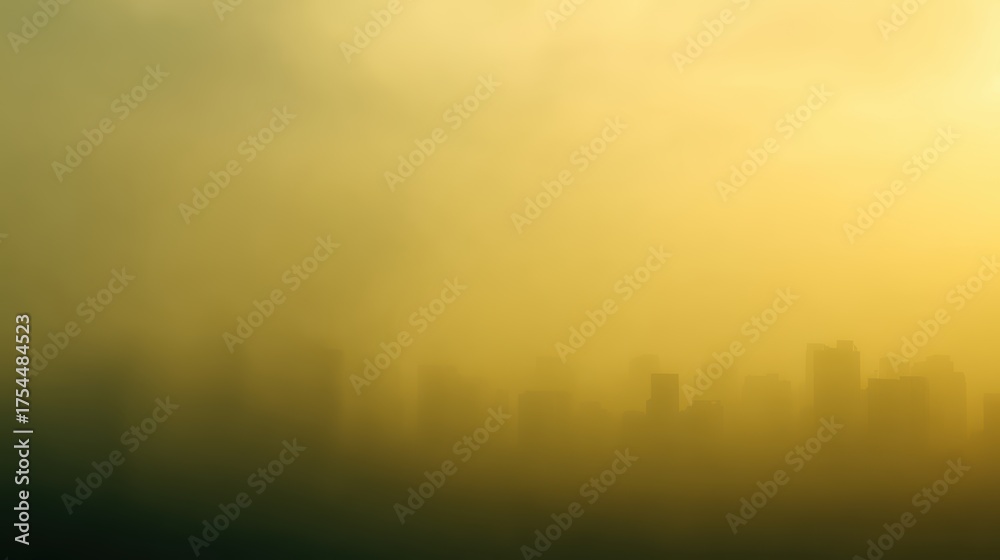 Obraz premium A city skyline barely visible through thick, yellow smog.